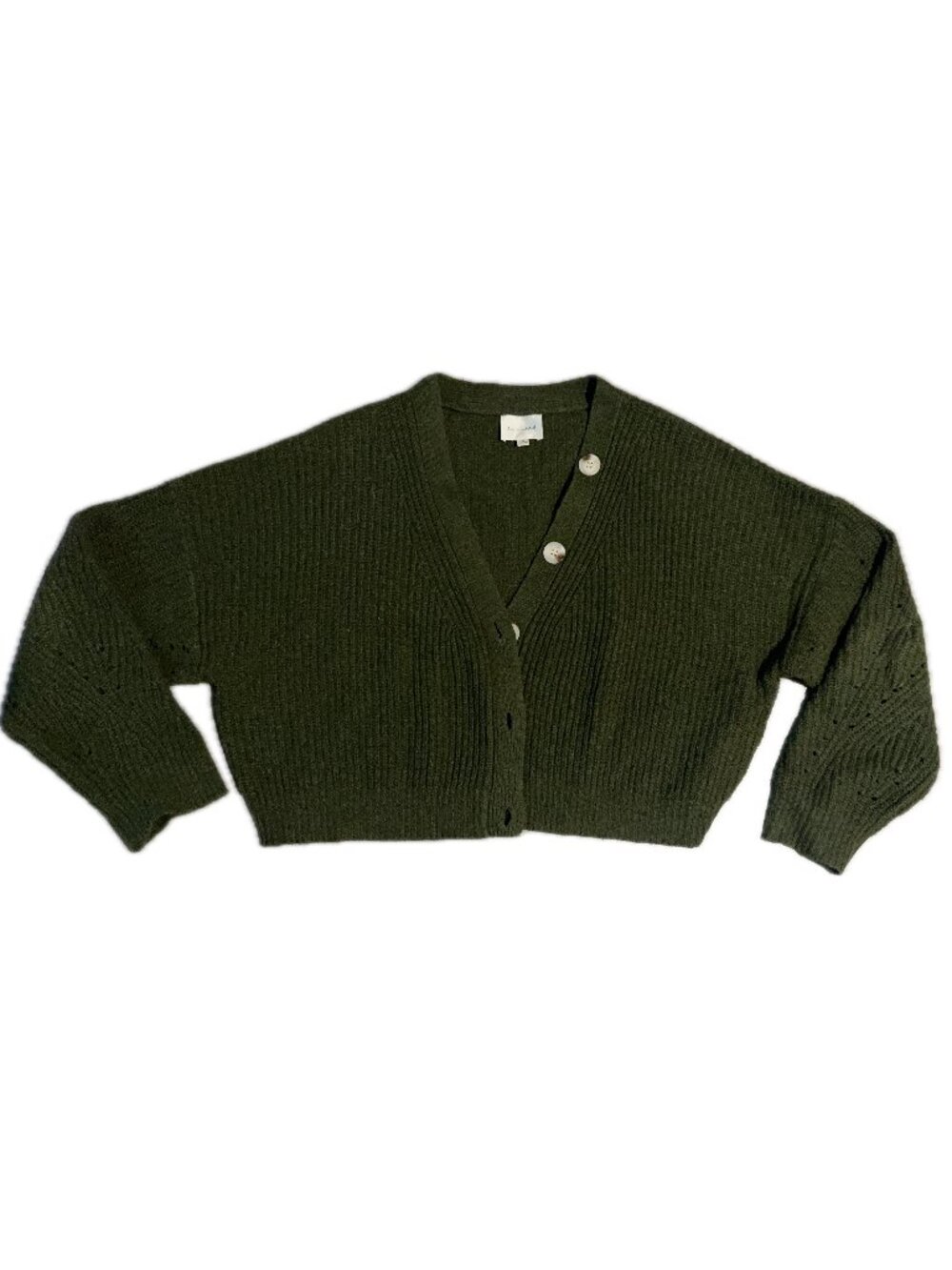 line and dot chunky forest green cropped cardigan sweater M